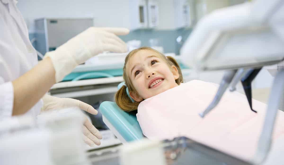 A child having a dental check-up.