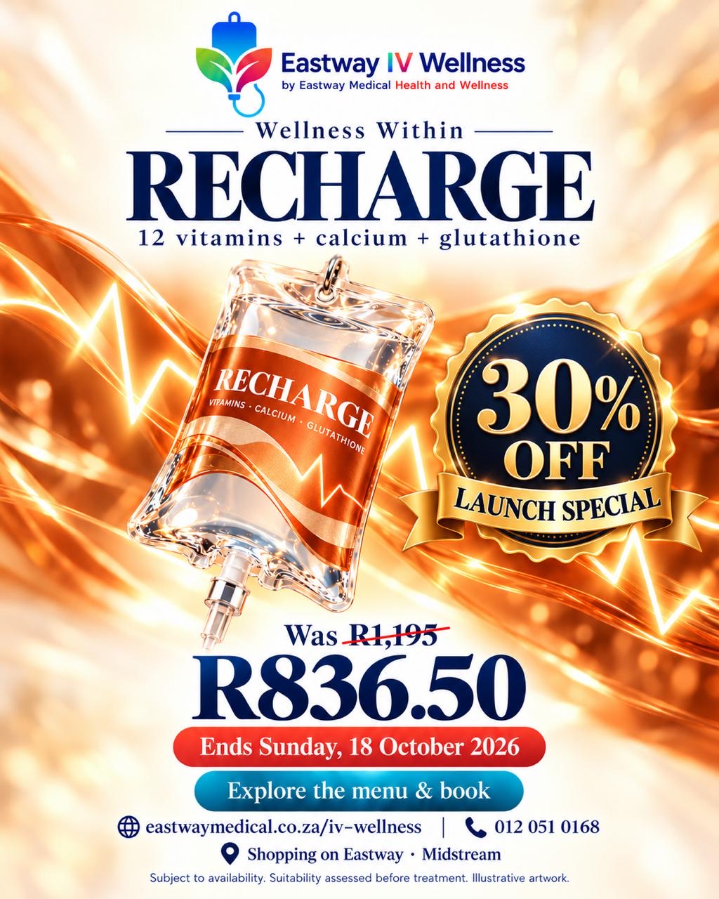 Recharge · 30% off IVI launch special, ending 18 October 2026