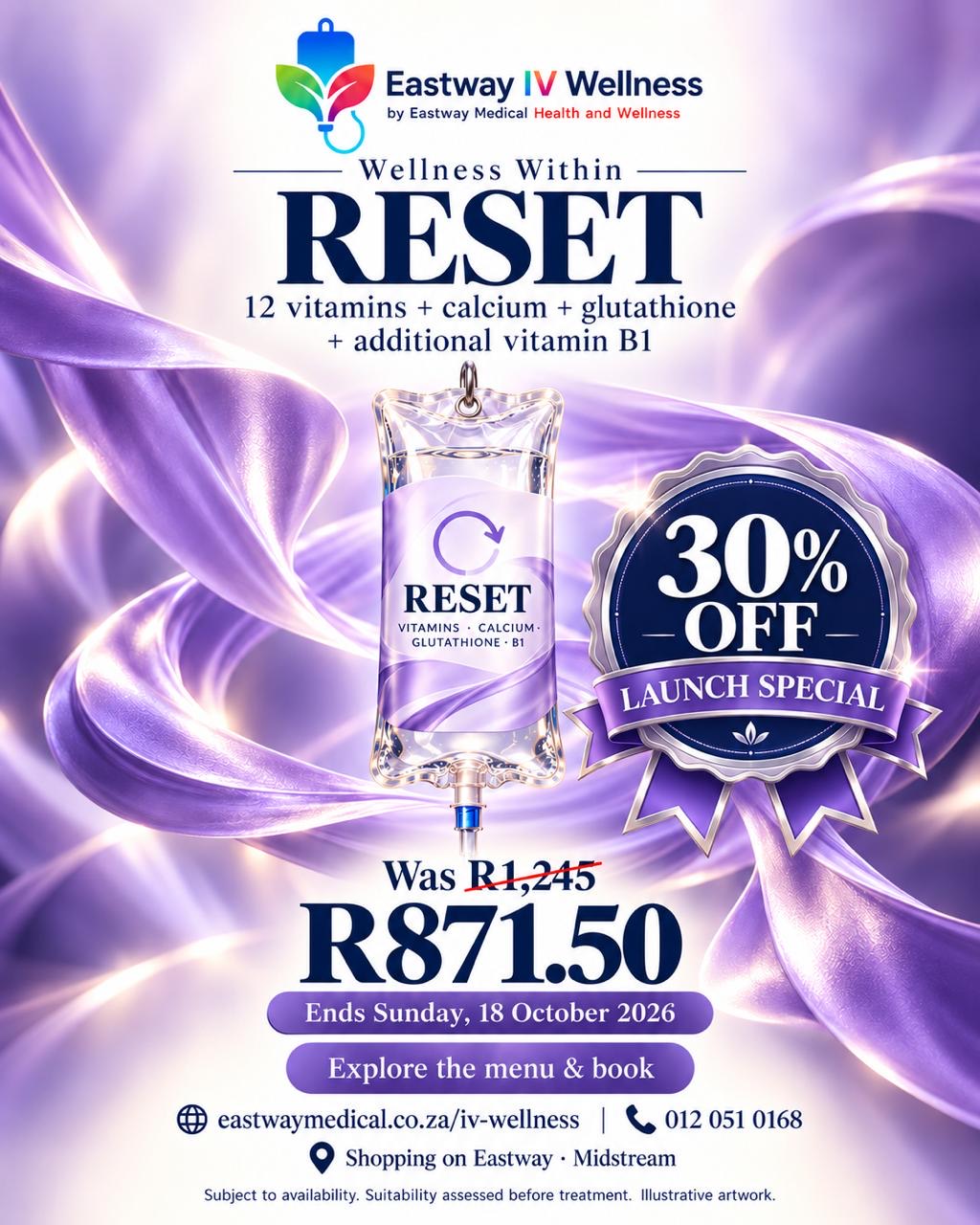 Reset · 30% off IVI launch special, ending 18 October 2026